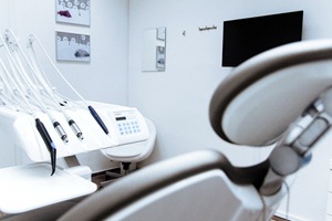 Dental chair for dental implant procedure.