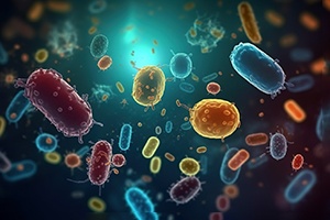 Illustration of colorful microbes