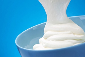 Closeup of plain yogurt