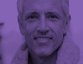 Man with healthy smile highlighted purple